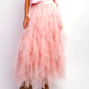 Papillon Blush Pink Layered Maxi Skirt